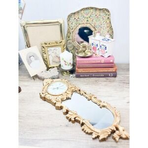 Vintage Gold Clock Mirror: Burwood Home Decor